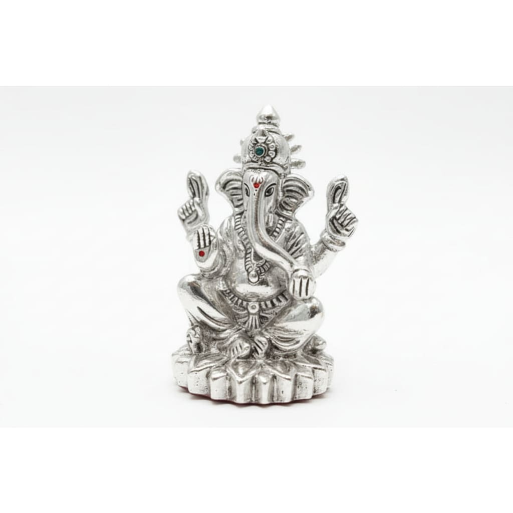 999 Pure Silver Ganesha Idol Design 3 20gm – Divine Ganpati Murti for Home Mandir & Gifting