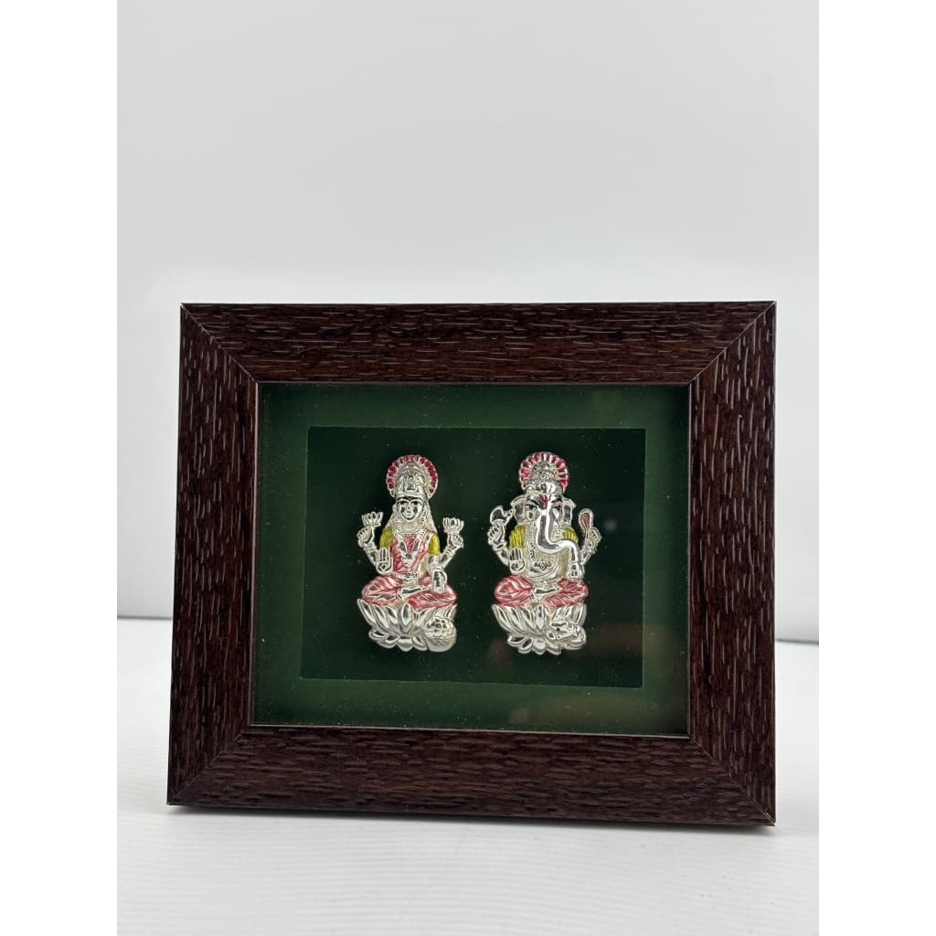 999 Pure Silver Ganesha & Lakshmi Flat Idol with Box 10gm – Auspicious Gift Box