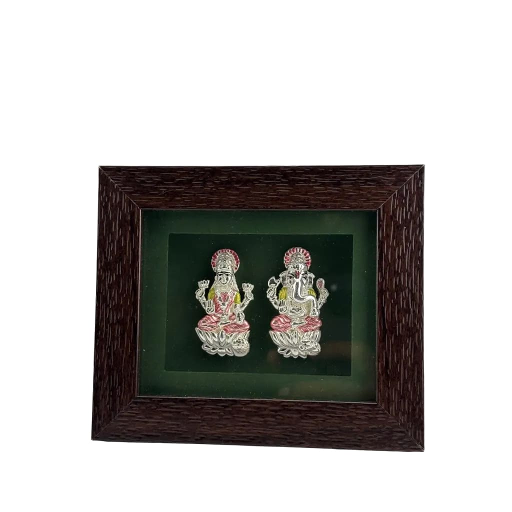 999 Pure Silver Ganesha & Lakshmi Flat Idol with Box 10gm –