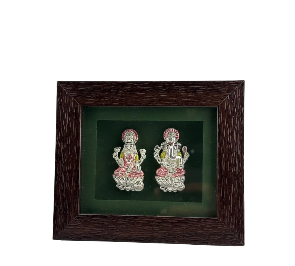 999 Pure Silver Ganesha & Lakshmi Flat Idol with Box 10gm –