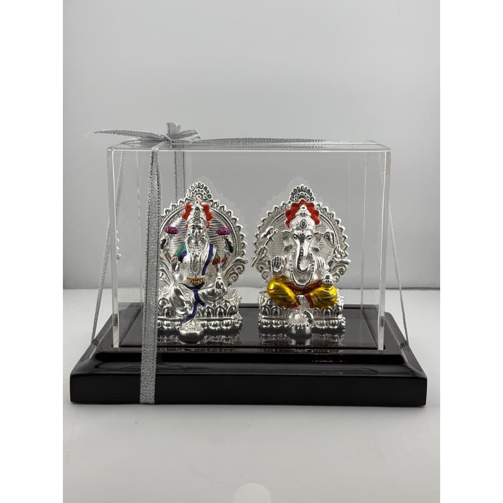 999 Pure Silver Ganesha & Lakshmi Idol 136gm – Grand Prosperity Murti for Home Mandir