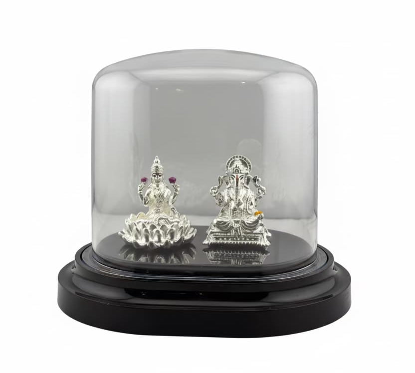 999 Pure Silver Ganesha & Lakshmi Idol 13gm – Prosperity Murti for Diwali & Temple Décor