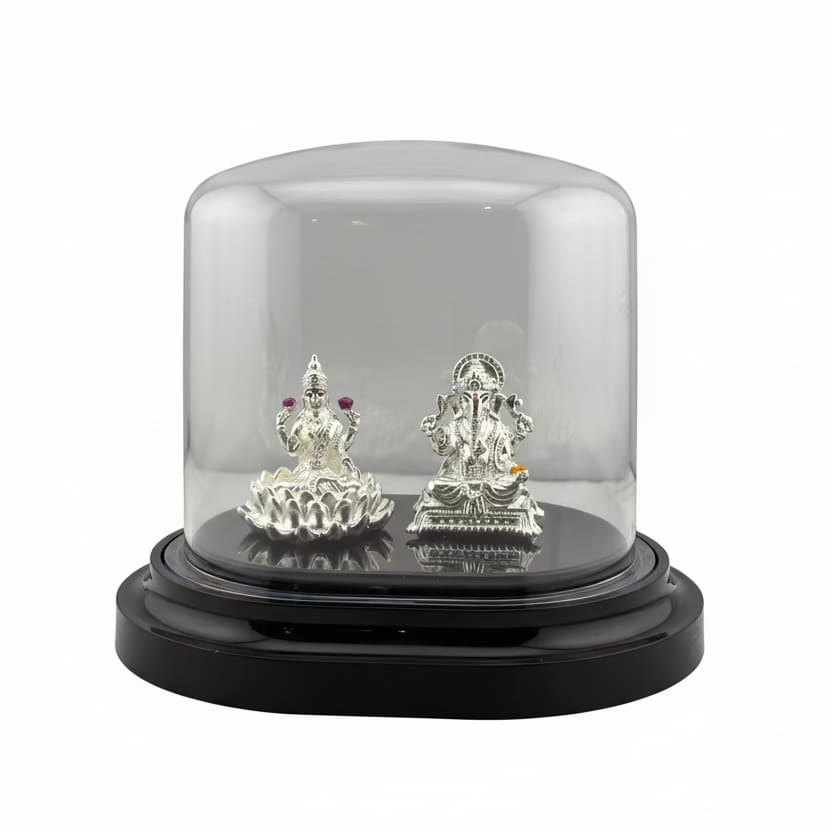 999 Pure Silver Ganesha & Lakshmi Idol 13gm – Prosperity Murti for Diwali & Temple Décor