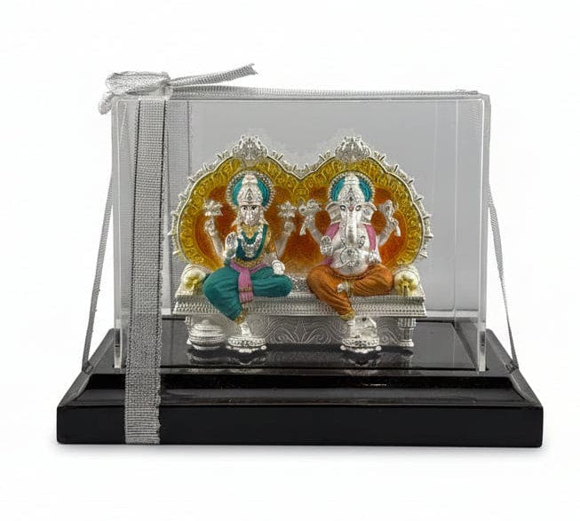 999 Pure Silver Ganesha & Lakshmi Idol 145gm – Large Prosperity Murti for Temple & Gifting