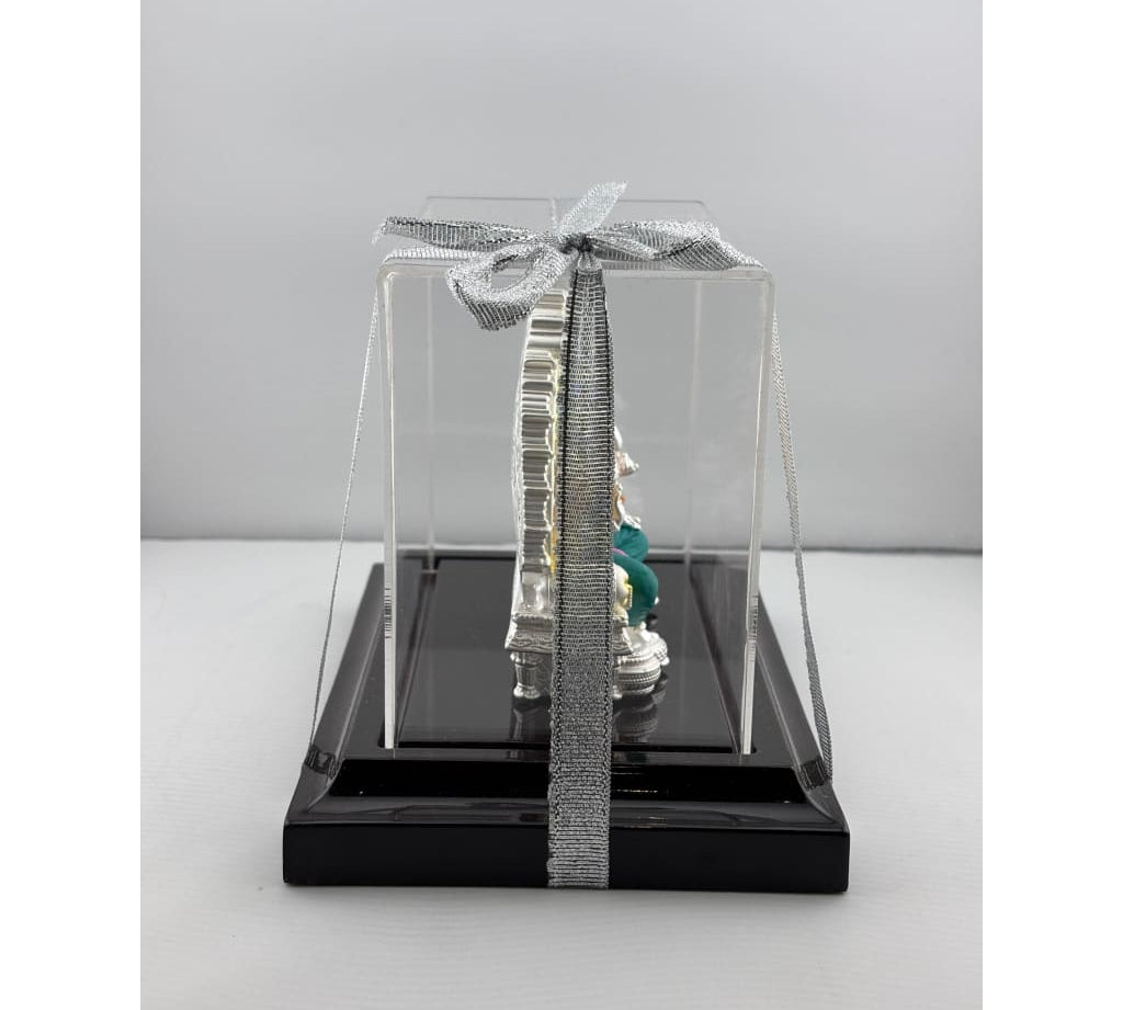 999 Pure Silver Ganesha & Lakshmi Idol 145gm – Large Prosperity Murti for Temple & Gifting
