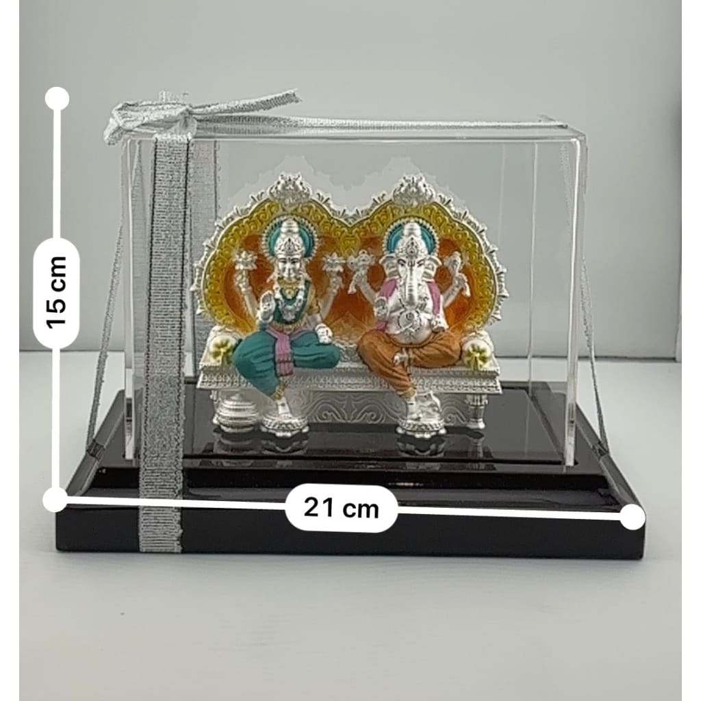 999 Pure Silver Ganesha & Lakshmi Idol 145gm – Large Prosperity Murti for Temple & Gifting