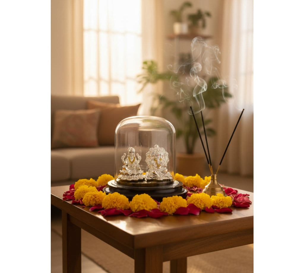 999 Pure Silver Ganesha & Lakshmi Idol 15gm – Prosperity Murti for Diwali & Temple Décor