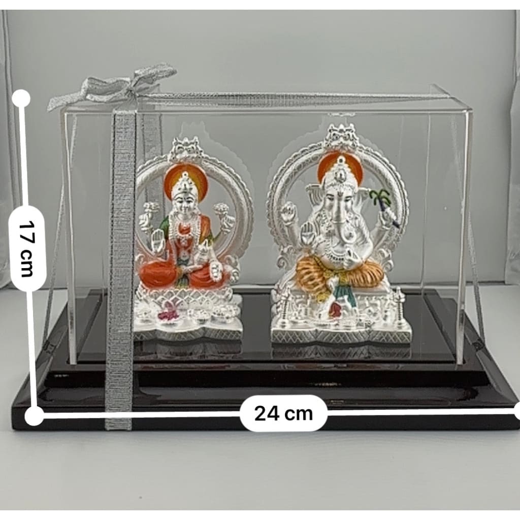 999 Pure Silver Ganesha & Lakshmi Idol 220gm – Prosperity Murti for Temple & Gifting
