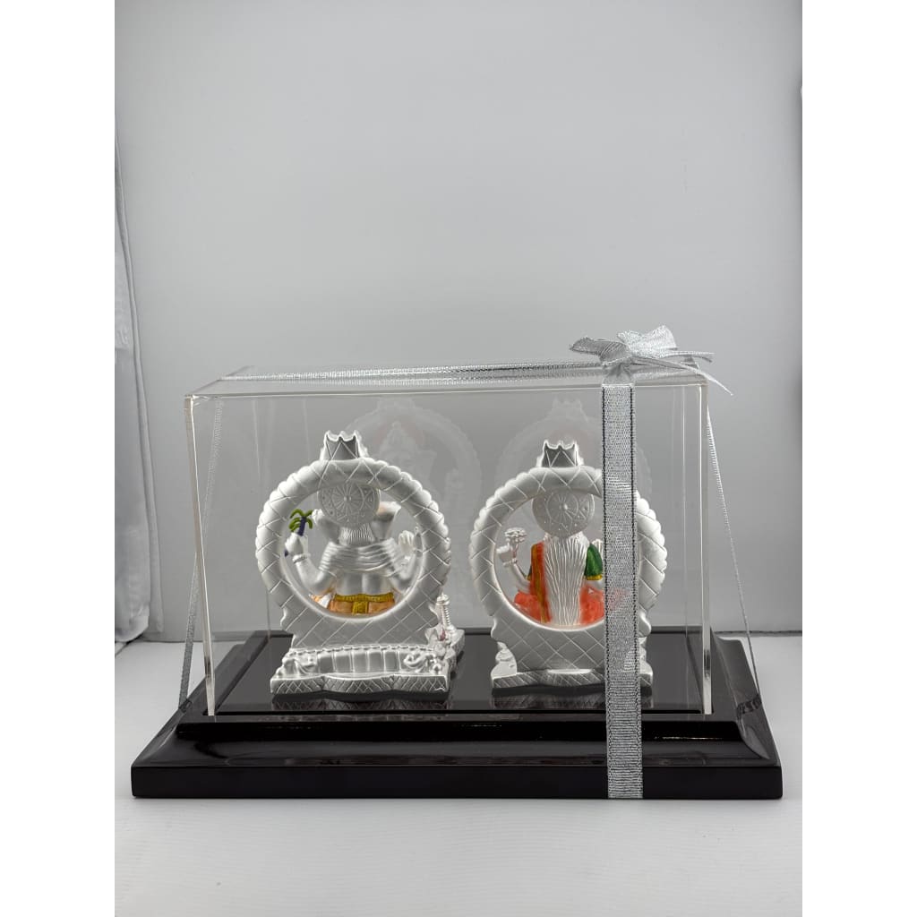 999 Pure Silver Ganesha & Lakshmi Idol 220gm – Prosperity Murti for Temple & Gifting