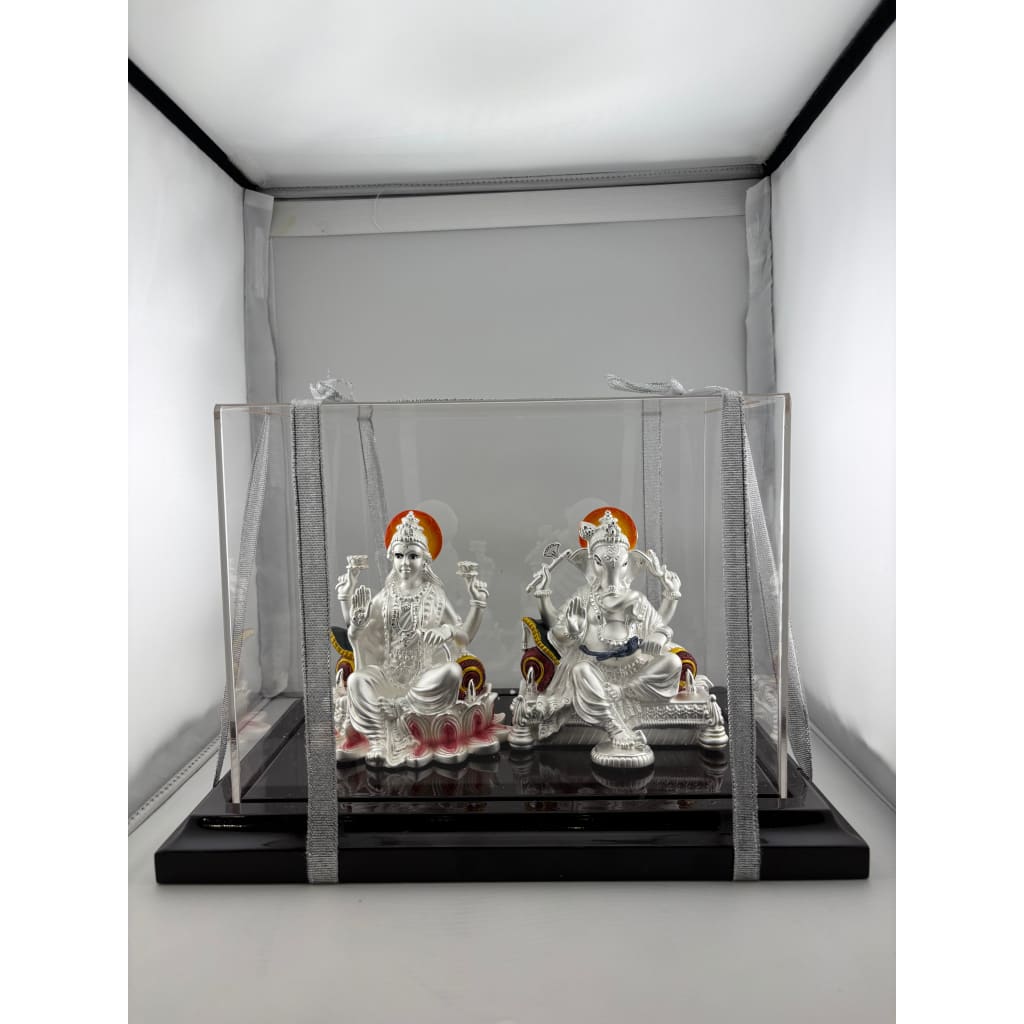 999 Pure Silver Ganesha & Lakshmi Idol 300gm – Prosperity Murti for Diwali & Temple Décor