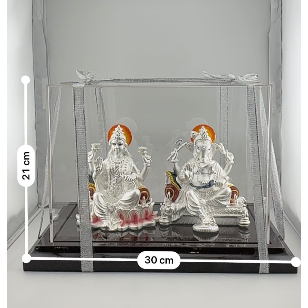 999 Pure Silver Ganesha & Lakshmi Idol 300gm – Prosperity Murti for Diwali & Temple Décor