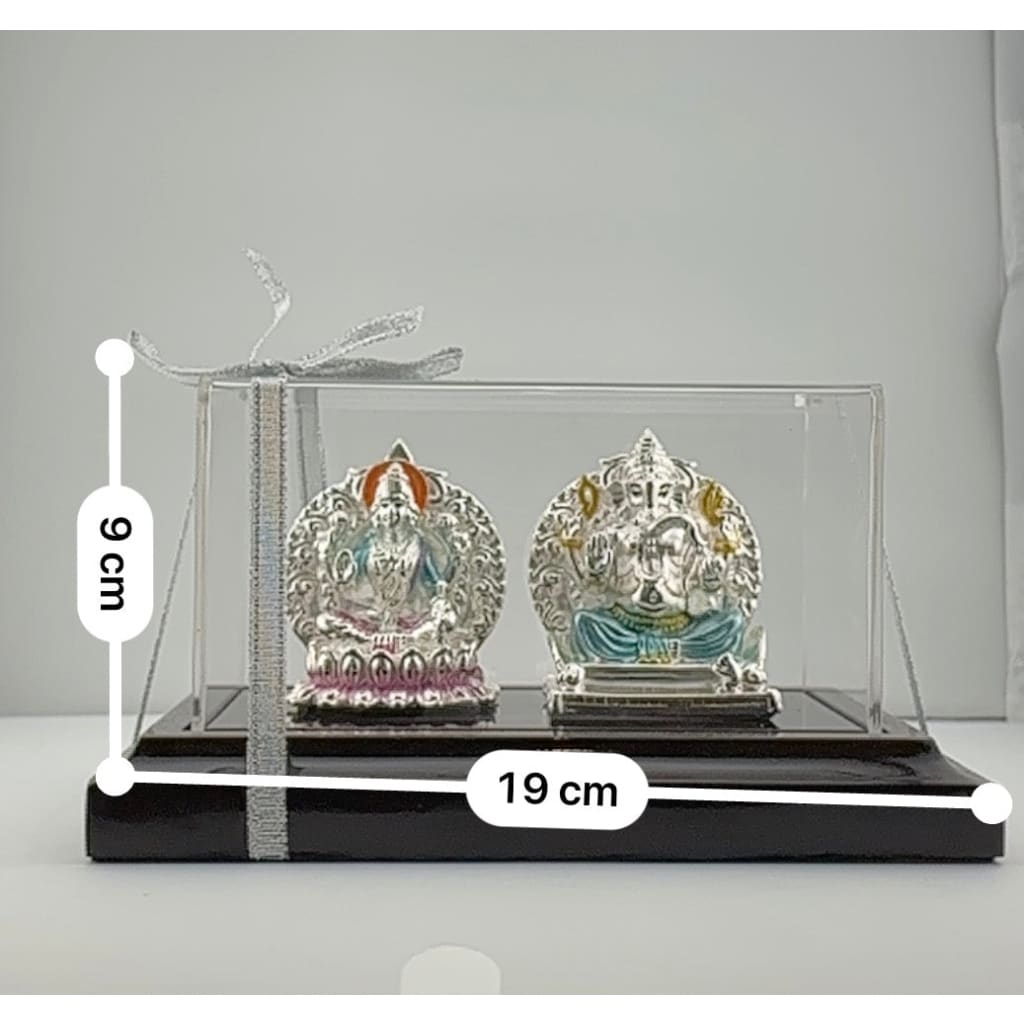 999 Pure Silver Ganesha & Lakshmi Idol 93gm – Divine Prosperity Murti for Home Mandir