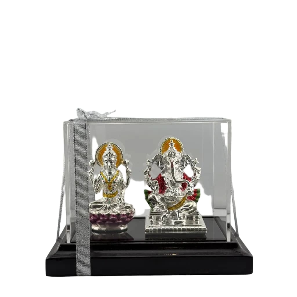 999 Pure Silver Ganesha & Lakshmi Idol 95gm in Protective