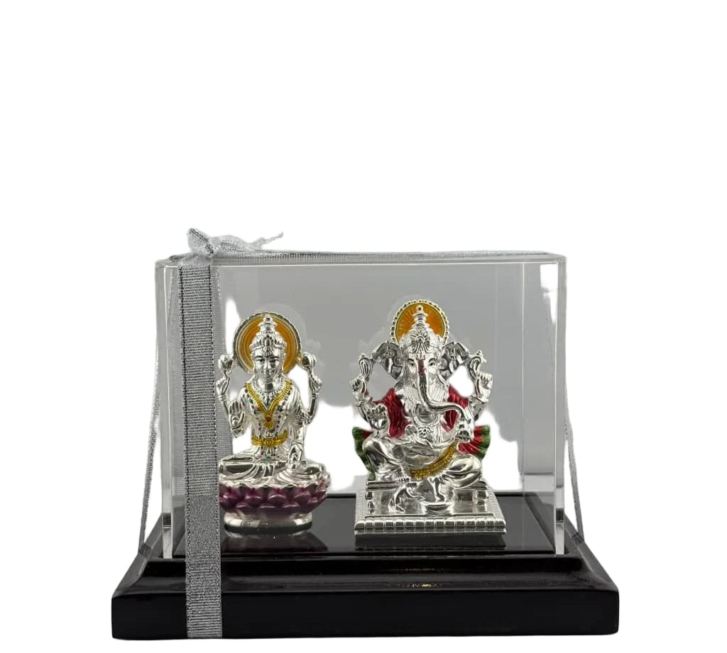999 Pure Silver Ganesha & Lakshmi Idol 95gm in Protective