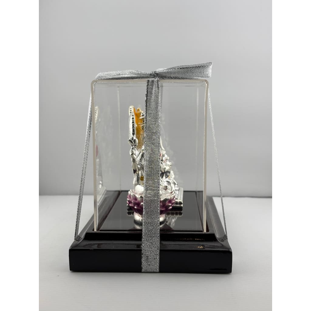 999 Pure Silver Ganesha & Lakshmi Idol 95gm – Auspicious Prosperity Murti for Temple Décor
