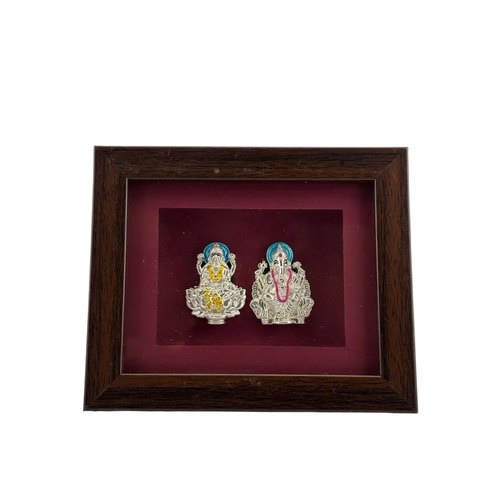 999 Pure Silver Ganesha & Lakshmi Photo Frame 10gm –