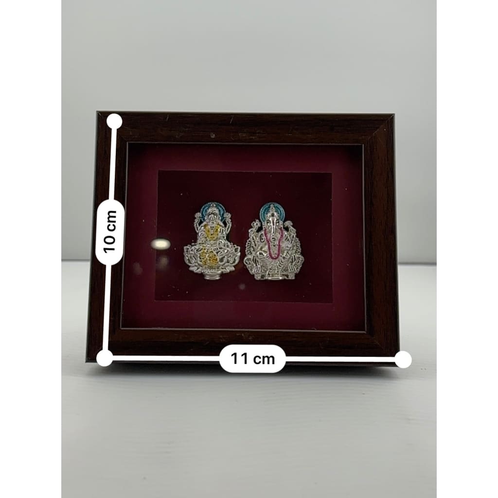 999 Pure Silver Ganesha & Lakshmi Photo Frame 10gm – Auspicious Frame silver idol