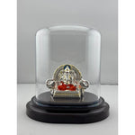999 Pure Silver Ganesha on Sinhasan Idol in 32.15 gm Protective Acrylic Dome
