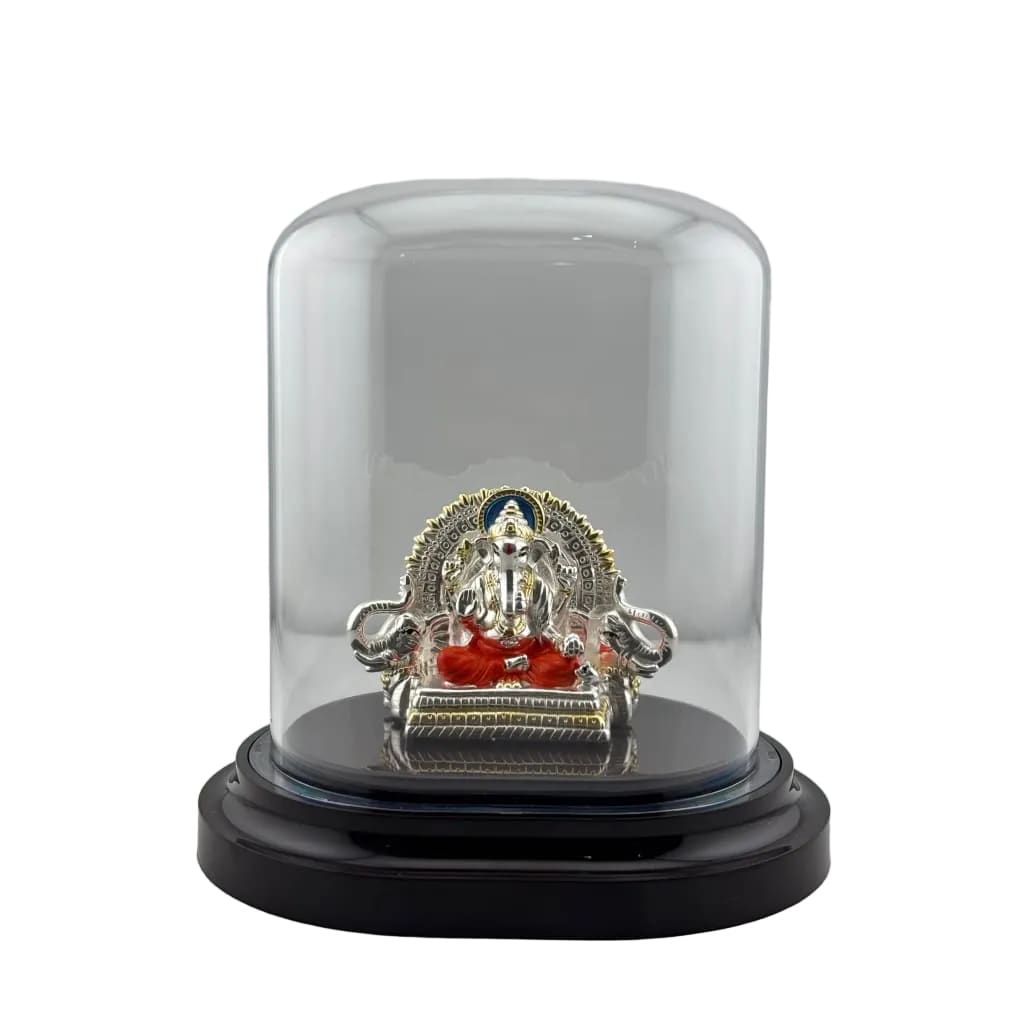 999 Pure Silver Ganesha on Sinhasan Idol in 32.15 gm