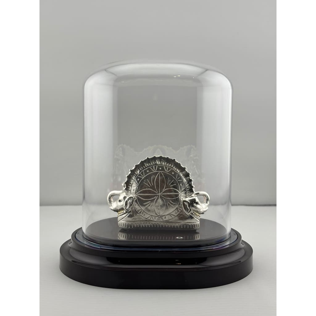 999 Pure Silver Ganesha on Sinhasan Idol in 32.15 gm Protective Acrylic Dome