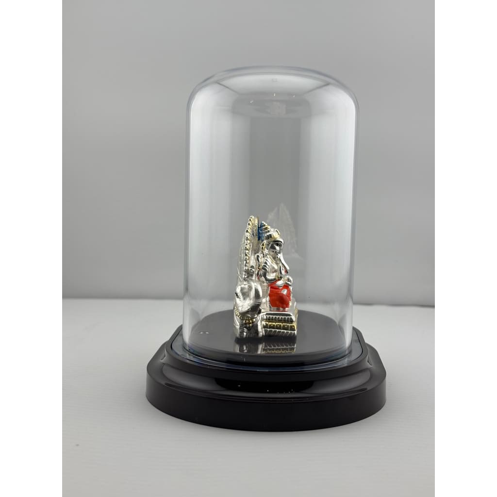 999 Pure Silver Ganesha on Sinhasan Idol in 32.15 gm Protective Acrylic Dome