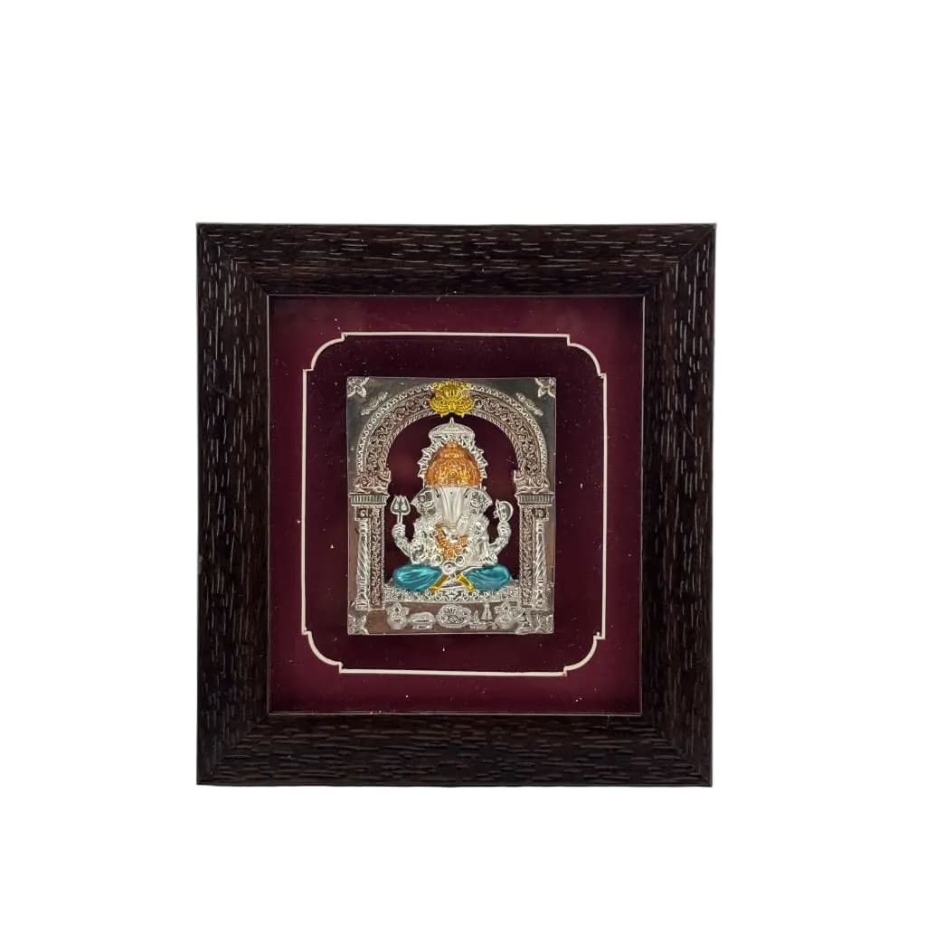 999 Pure Silver Ganesha Photo Frame 20gm – Auspicious Frame