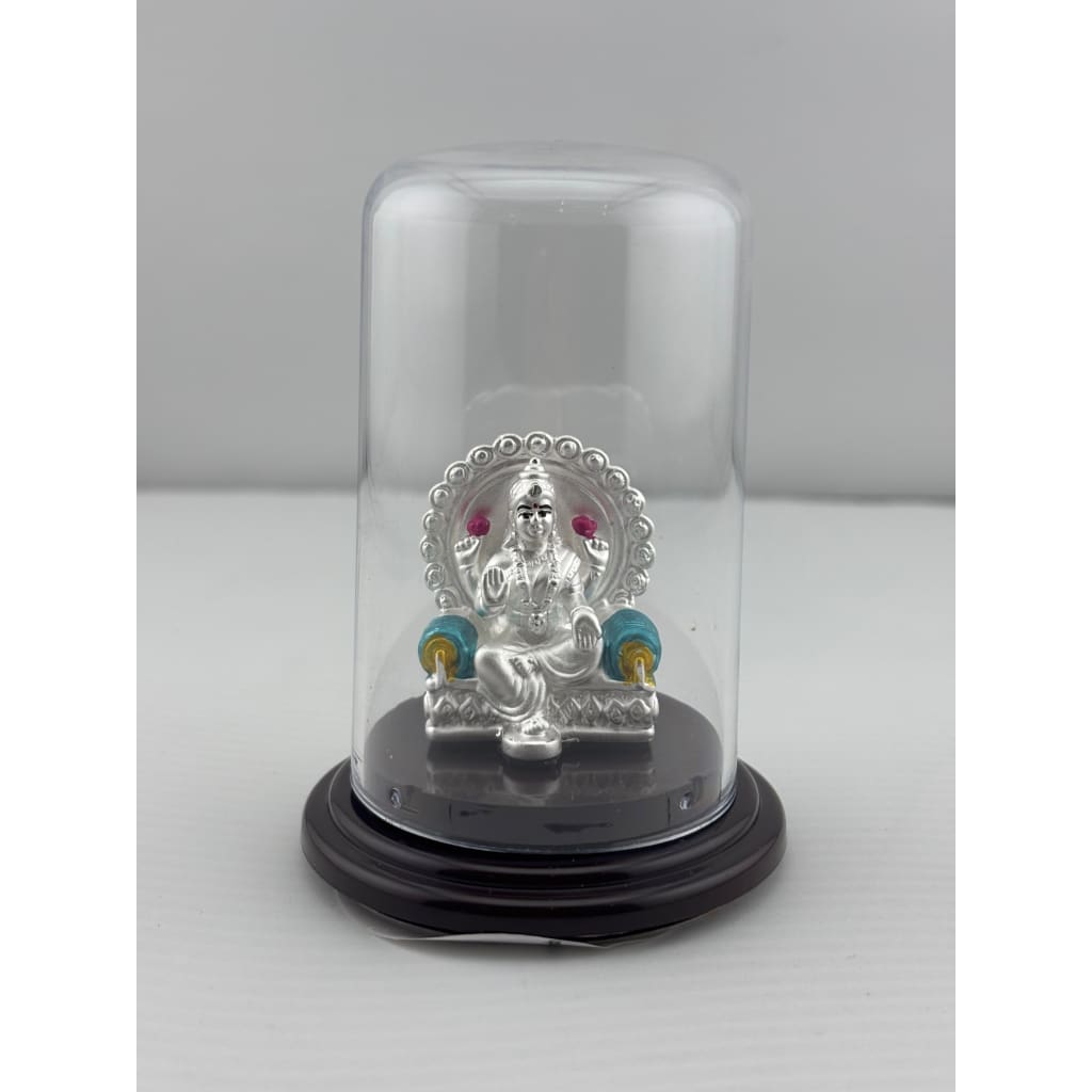 999 Pure Silver Goddess Lakshmi on Sinhasan Idol 7gm – Royal Laxmi Murti for Pooja