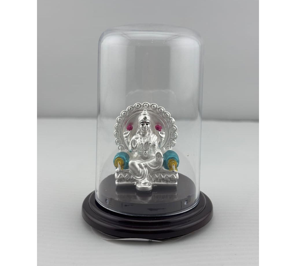 999 Pure Silver Goddess Lakshmi on Sinhasan Idol 7gm – Royal Laxmi Murti for Pooja