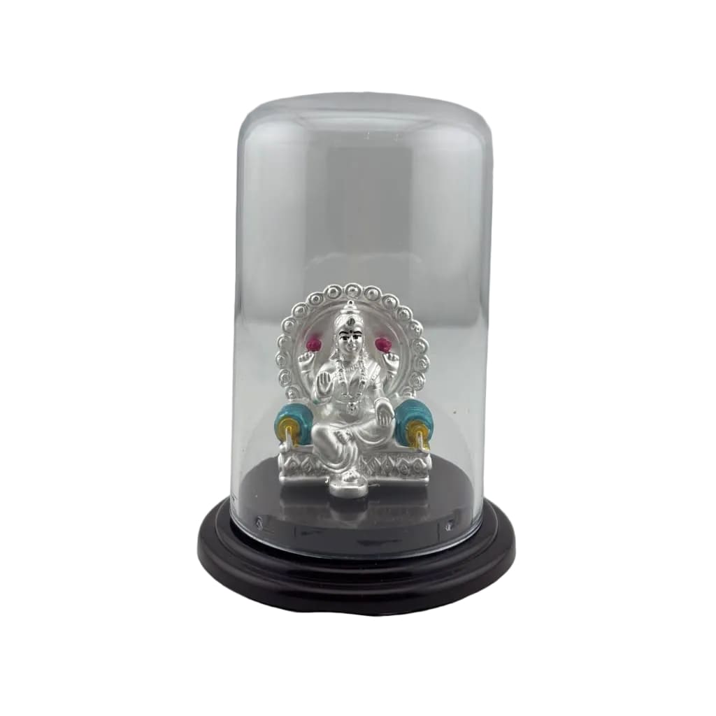 999 Pure Silver Goddess Lakshmi on Sinhasan Idol 7gm