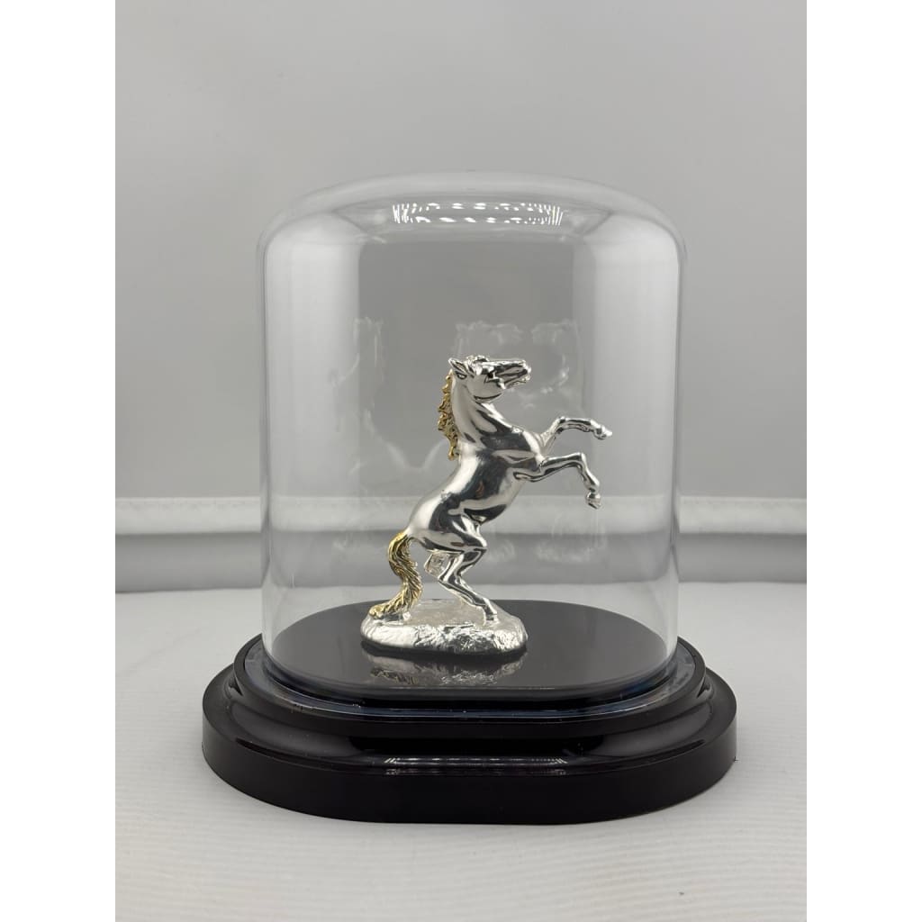 Side view of pure silver horse figurine