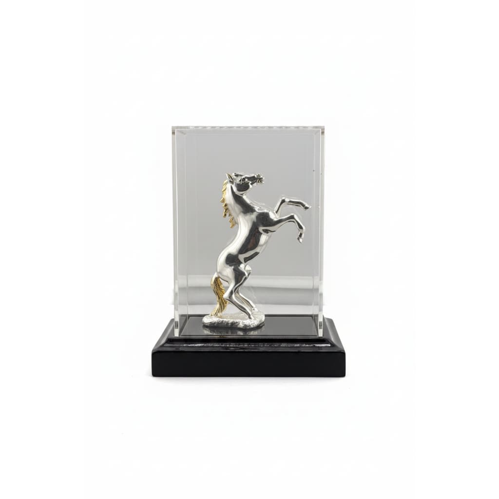 999 Pure Silver Horse Figurine in Protective Acrylic Dome – 39.55G