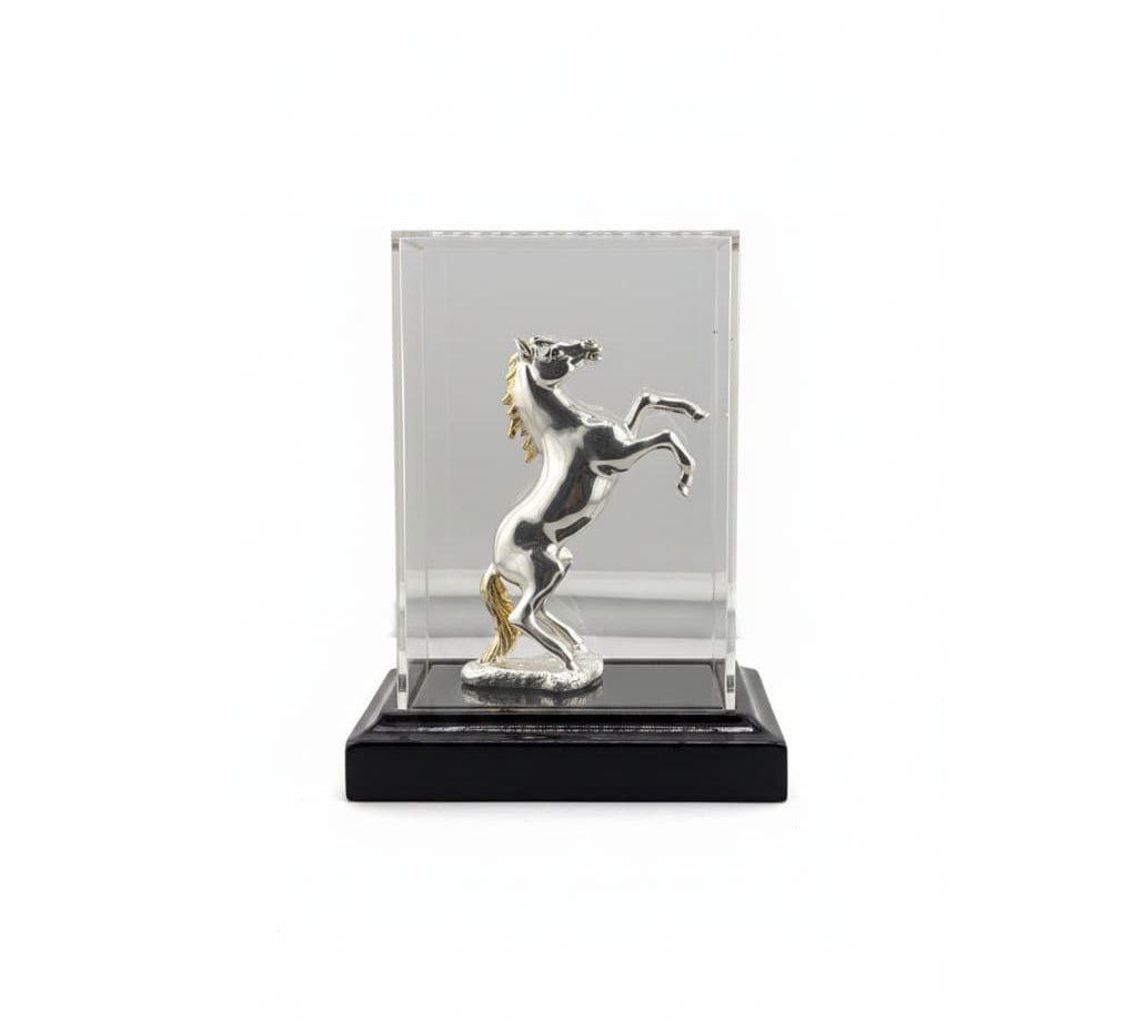 999 Pure Silver Horse Figurine in Protective Acrylic Dome – 39.55G