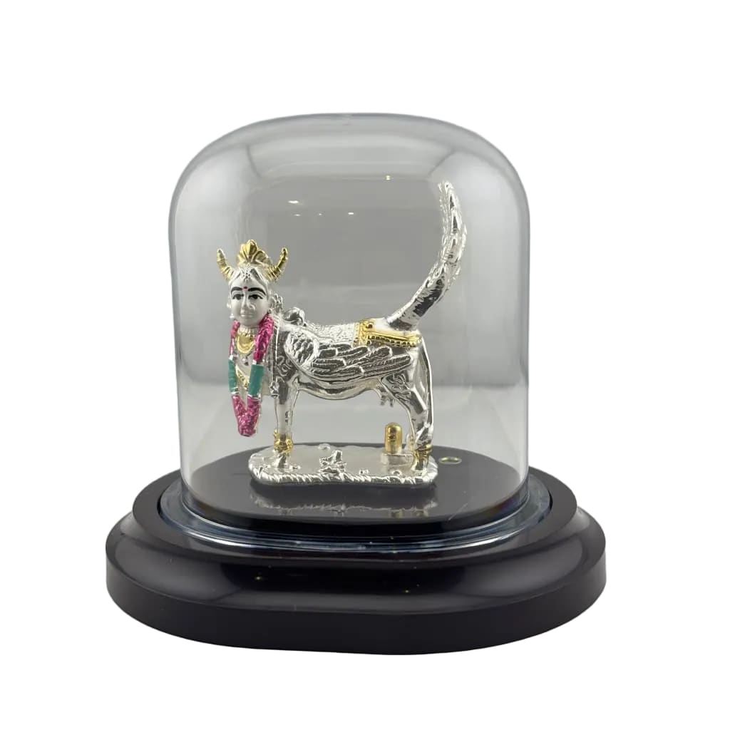 999 Pure Silver Kamadhenu Idol 11gm in Protective Acrylic