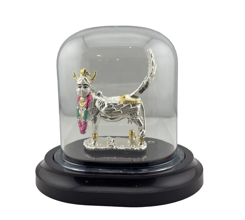 999 Pure Silver Kamadhenu Idol 11gm in Protective Acrylic