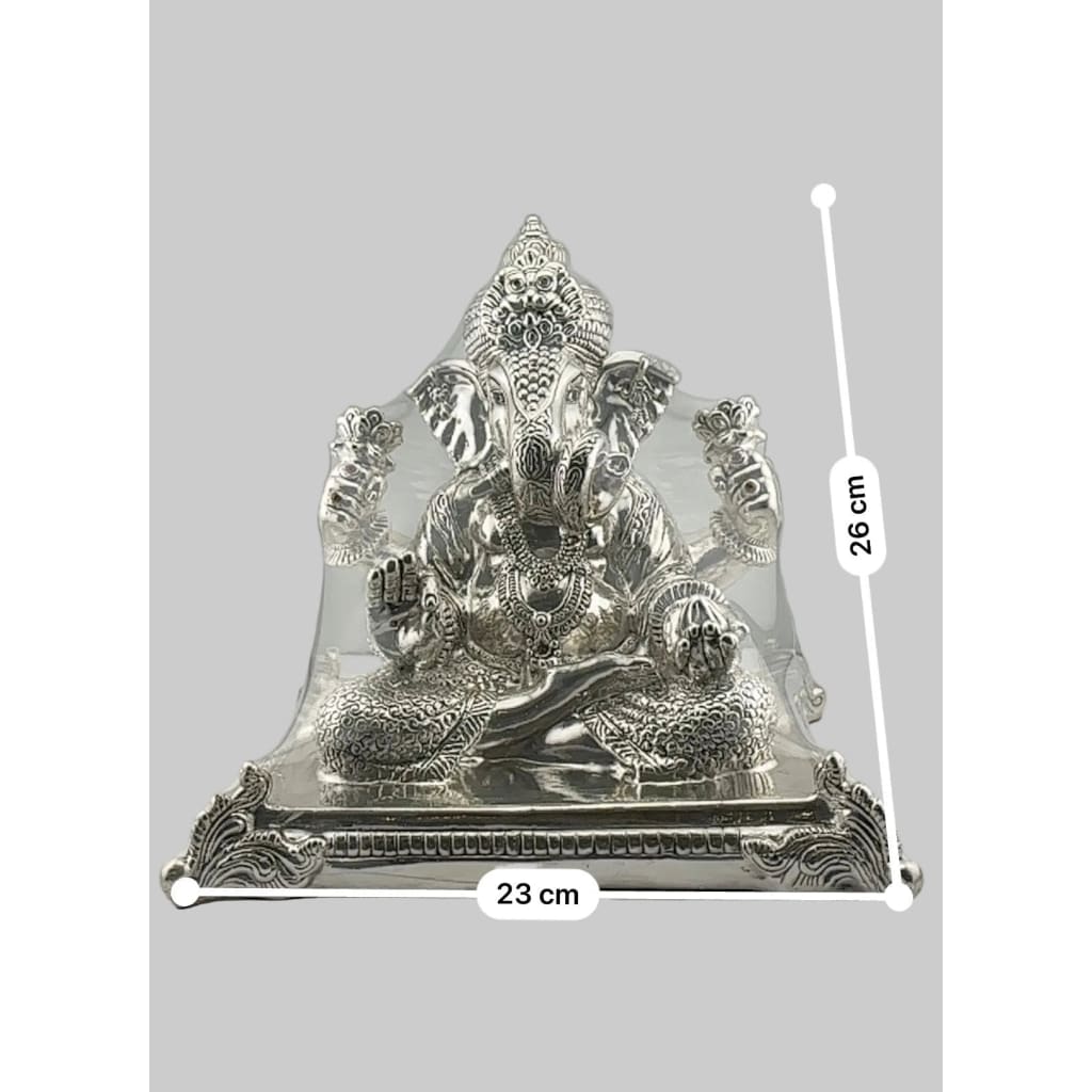 999 Pure Silver Lord Ganesha Idol on Decorative Base