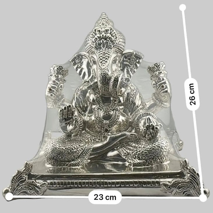 999 Pure Silver Lord Ganesha Idol on Decorative Base