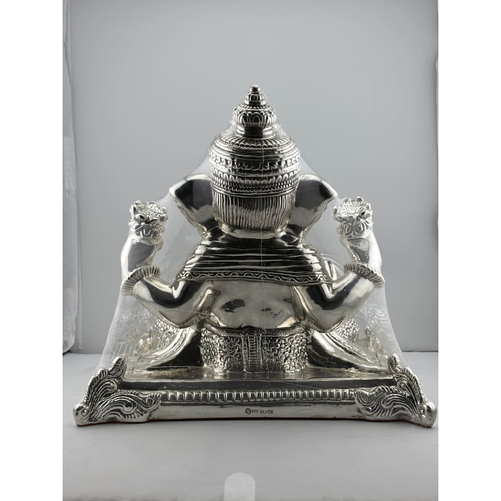 999 Pure Silver Lord Ganesha Idol on Decorative Base