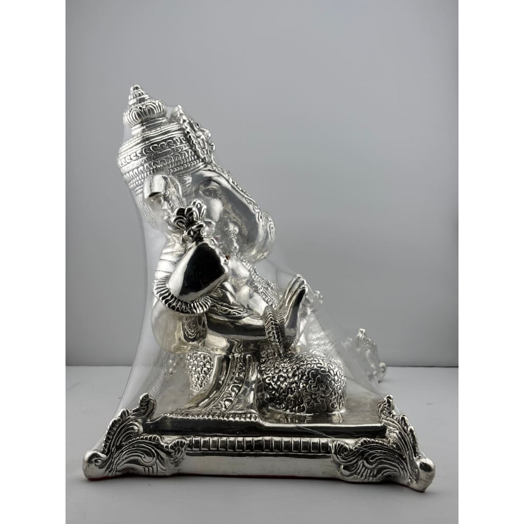 999 Pure Silver Lord Ganesha Idol on Decorative Base