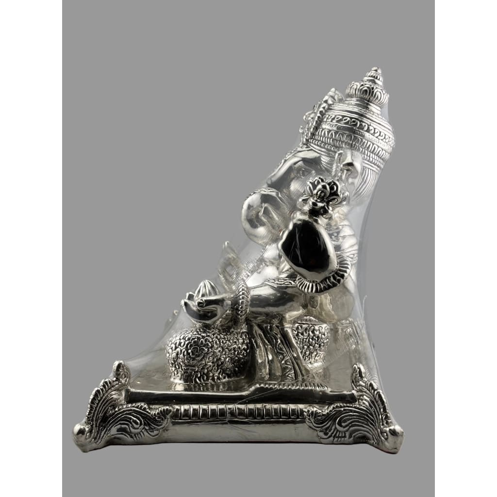 999 Pure Silver Lord Ganesha Idol on Decorative Base