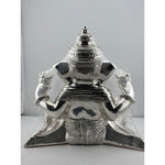 999 Pure Silver Lord Ganesha Idol with Modak & Ornate Crown – Ganpati Murti
