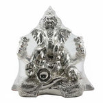 999 Pure Silver Lord Ganesha Idol with Modak & Ornate Crown – Ganpati Murti