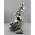 999 Pure Silver Lord Ganesha Idol with Modak & Ornate Crown – Ganpati Murti