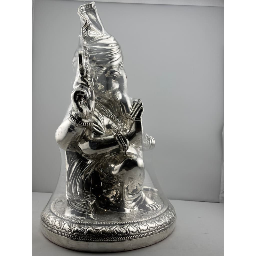 999 Pure Silver Lord Ganesha Idol with Turban Design – Ganpati Murti