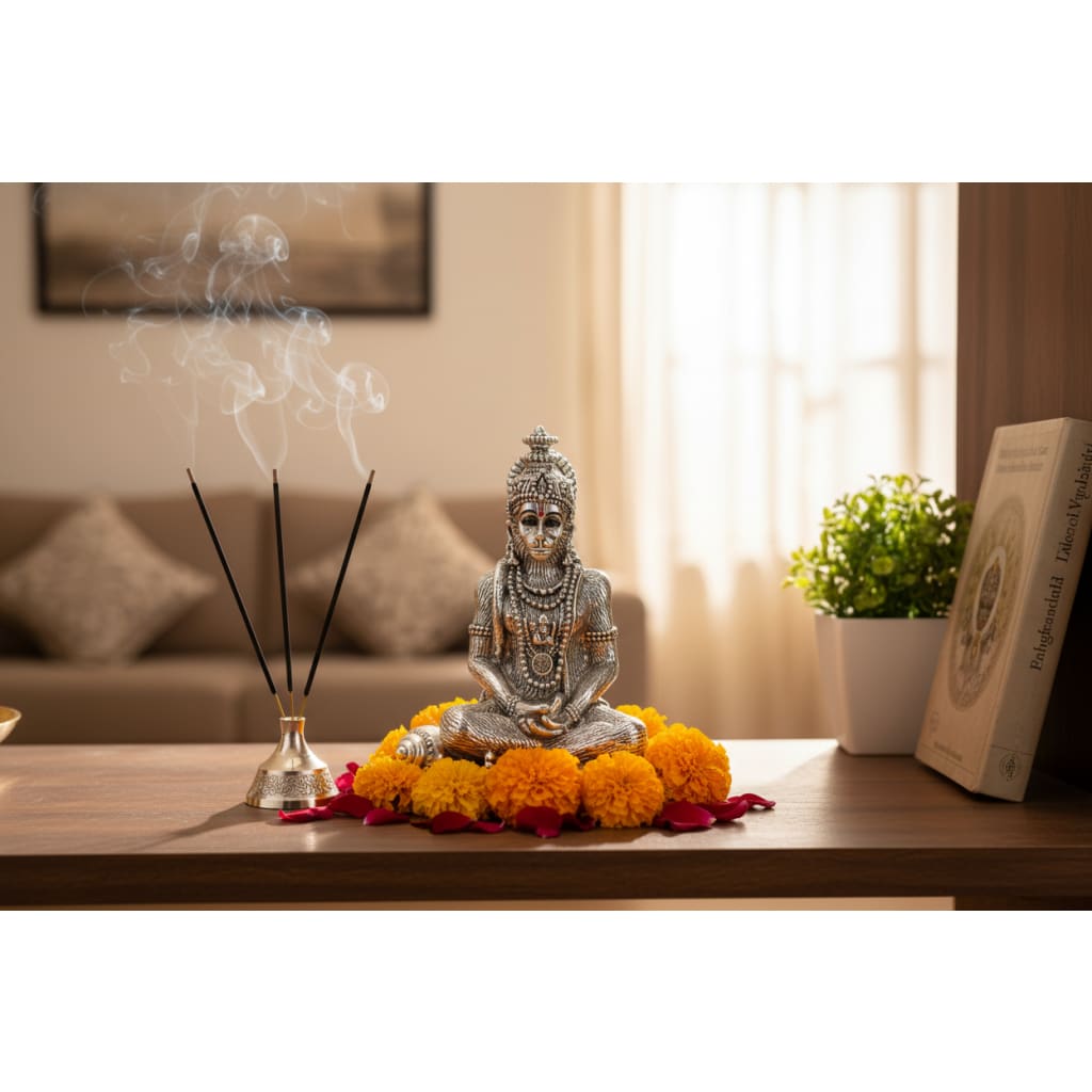 999 Pure Silver Lord Hanuman Idol 59.97gm – Divine Bajrangbali Murti for Temple & Pooja