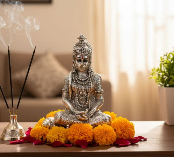 999 Pure Silver Lord Hanuman Idol 59.97gm – Divine Bajrangbali Murti for Temple & Pooja