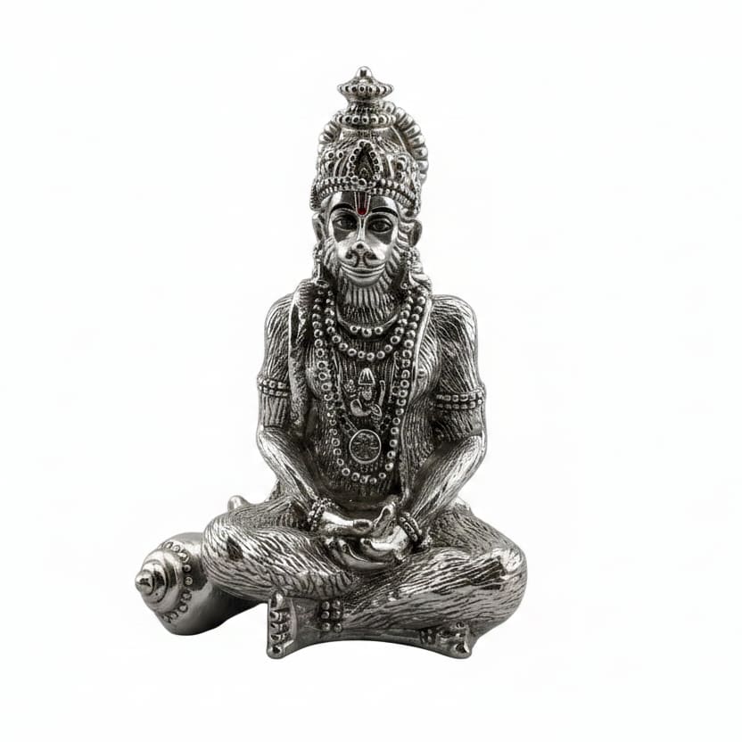 999 Pure Silver Lord Hanuman Idol – Divine Bajrangbali