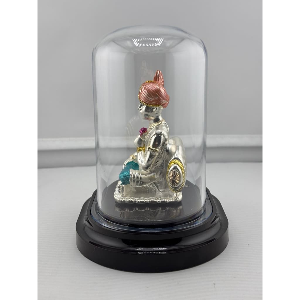 Swaminarayan silver idol left side view