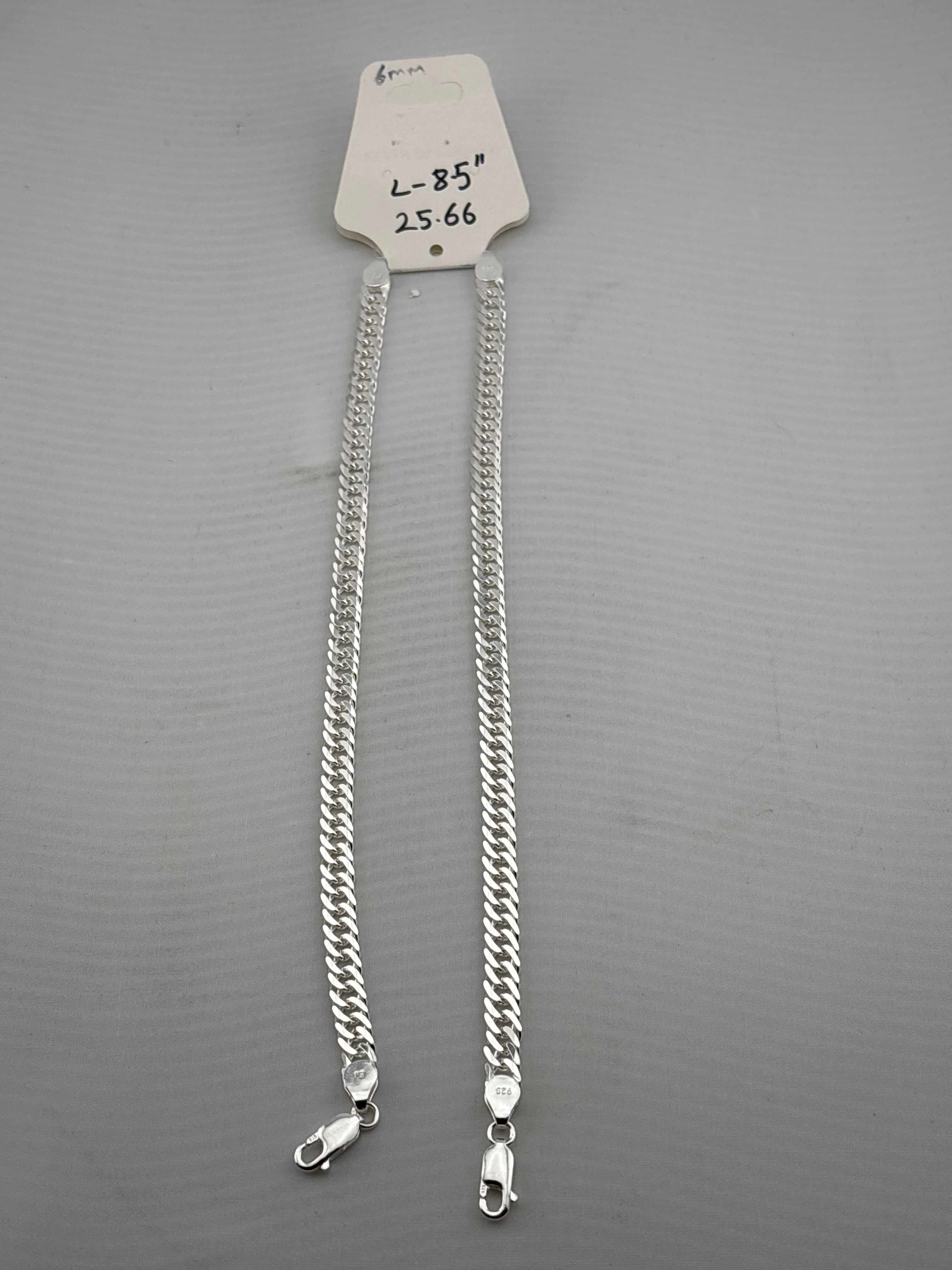 Silver Japanese Curb Link Bracelet 925 – Flat Chain
