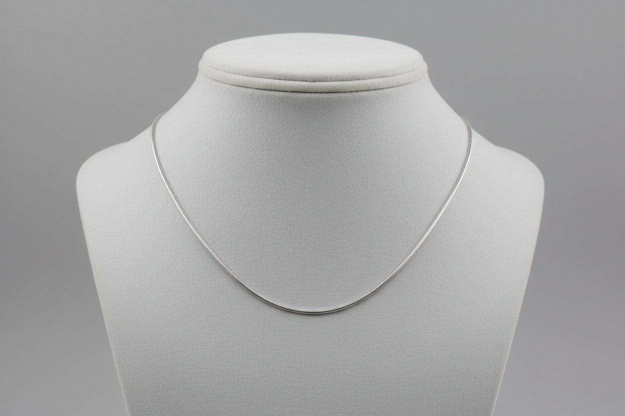 Modern Sleek Snake Chain in Sterling Silver 925 | Clean Finish Necklace 20 Inch
