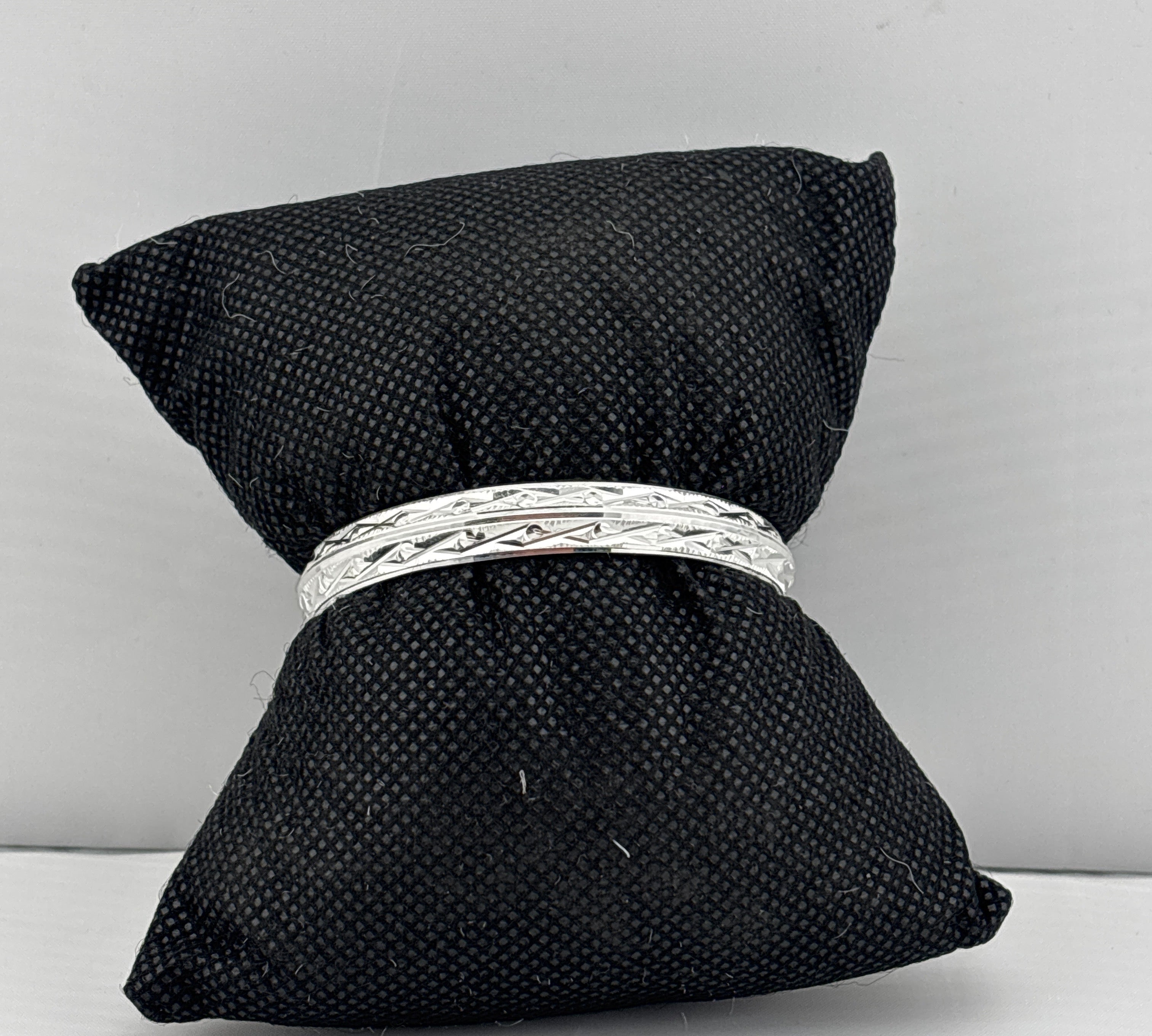 Oxidised Pattern Silver Kada – 925 Sterling Silver Engraved Bracelet Traditional Textured